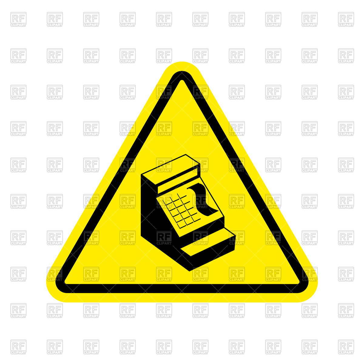 1200x1200 Cash Register Yellow Triangle Sign Royalty Free Vector Clip Art