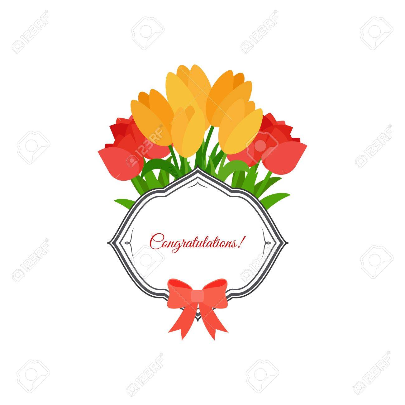 1300x1300 Congratulations Label Design With Pink Yellow Tulips
