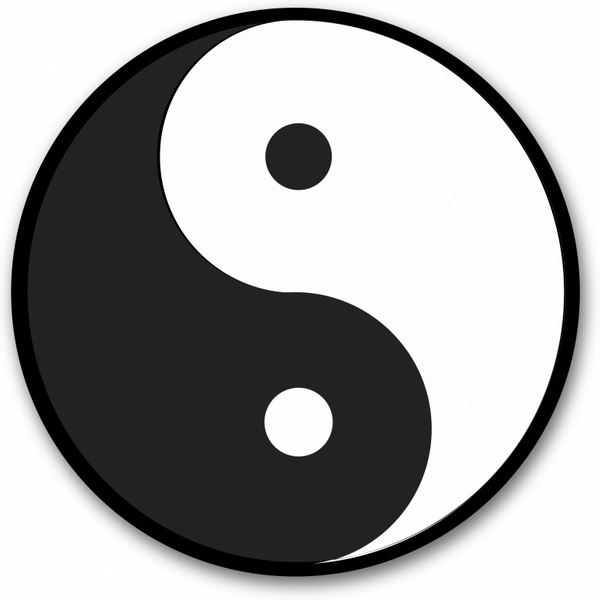 600x600 Yin Yang Symbol Black Round Sticker Free Vector In Adobe
