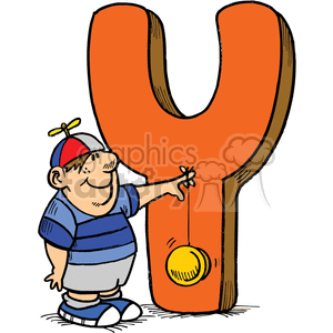 300x300 Royalty Free Big Orange Letter Y With A Boy Holding A Yo Yo 373549