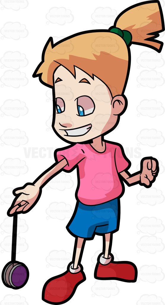 556x1024 A Girl Playing A Yo Yo Cartoon Clipart