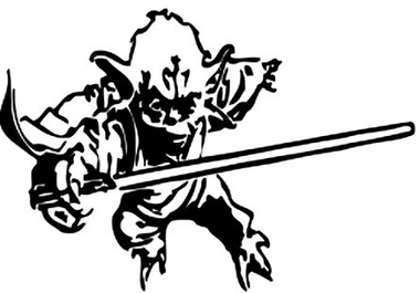 380x265 Wars Yoda With Lightsaber Decal