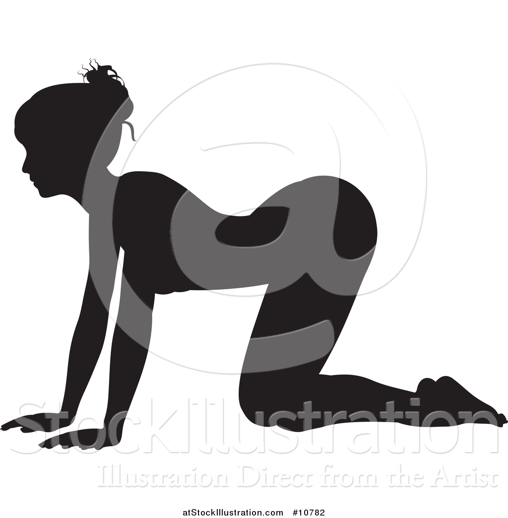 1024x1044 Vector Illustration Of A Black Silhouetted Woman In A Yoga Pose By