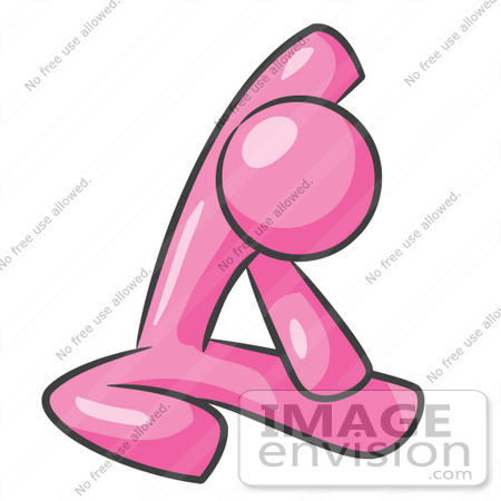 450x450 Clip Art Graphic Of A Pink Guy Character Stretching Or Doing Yoga