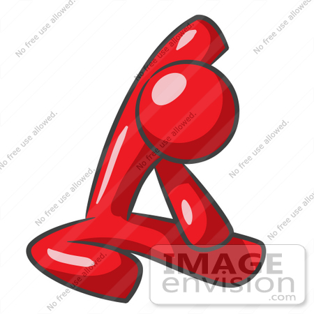 450x450 Clip Art Graphic Of A Red Guy Character Doing Yoga