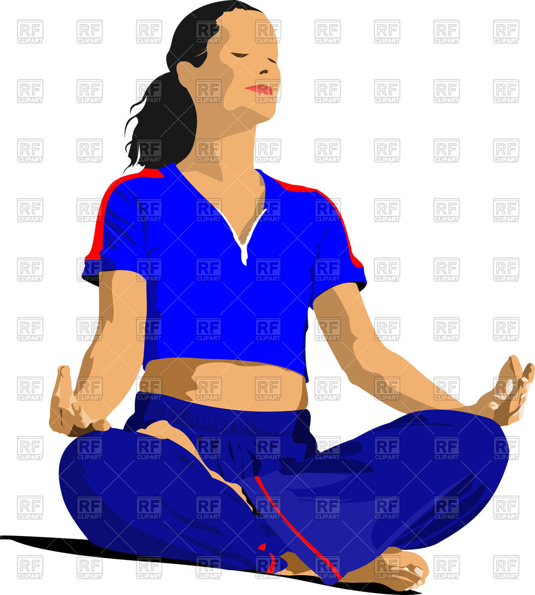 1079x1200 Girl Meditating In Lotus Yoga Position Royalty Free Vector Clip