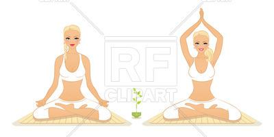 400x201 Girl Practicing Yoga In The Lotus Position Royalty Free Vector