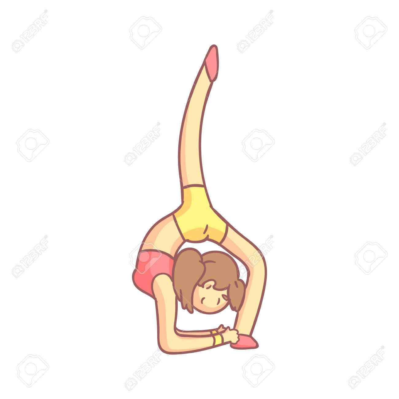 1300x1300 Girl Doing Advanced Yoga Back Bend Flat Outlined Pale Color Funny