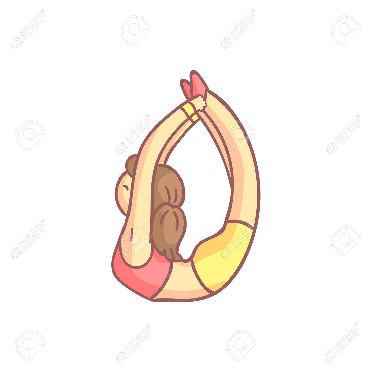 1300x1300 Girl Doing Bow Yoga Pose Flat Outlined Pale Color Funny Drawing