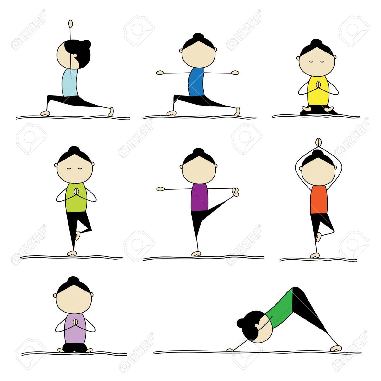 1300x1300 9778108 Woman Practicing Yoga Stock Vector Yoga Cartoon Exercise