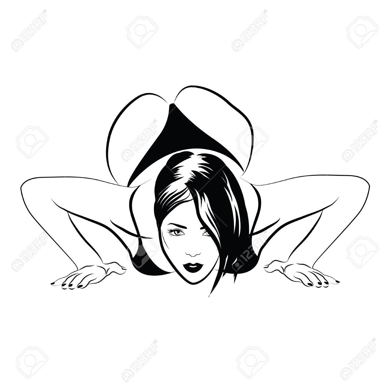 1300x1300 Attractive Girl Dancing Modern Dance. Yoga. Vector Hand Drawn