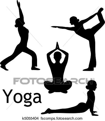 408x470 Clipart Of Yoga Poses Silhouette Vector K5055404