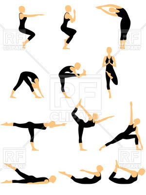 300x400 Silhouettes Of Women In Yoga Pose Royalty Free Vector Clip Art
