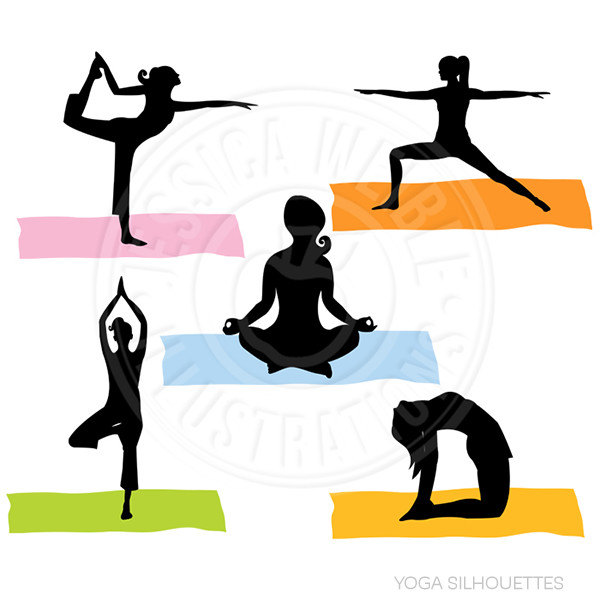 600x600 Yoga Silhouettes Digital Clipart Commercial Use Ok Yoga