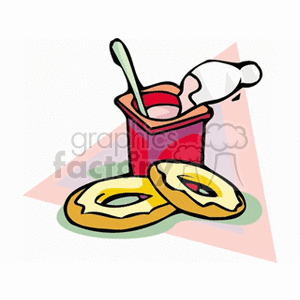 300x300 Royalty Free Yogurt And Donuts 141410 Vector Clip Art Image