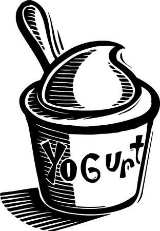 312x450 Stock Illustration Cup Of Yogurt Black And White Clipart