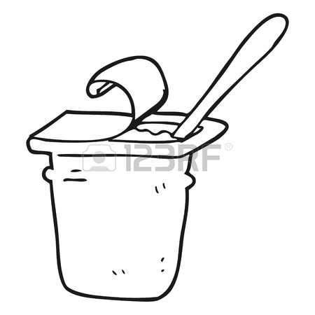 450x450 Freehand Drawn Black And White Cartoon Yogurt Pot Royalty Free