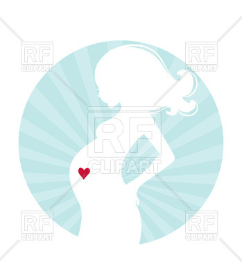 349x400 White Silhouette Of Young Pregnant Woman With Heart On Belly