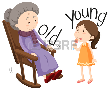 450x371 Opposite Adjectives Old And Young Illustration Royalty Free
