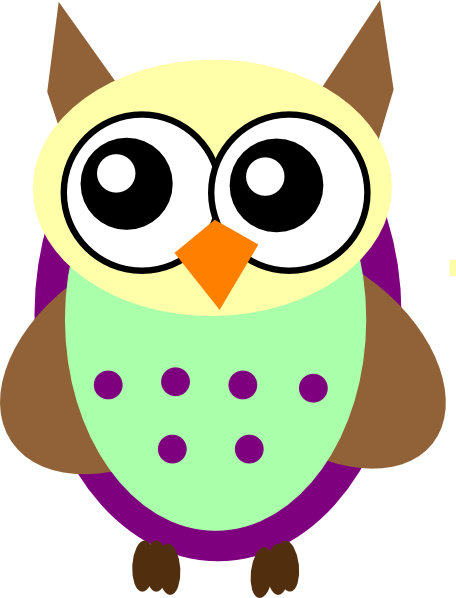 456x598 Purple Green Brown Owl Clip Art