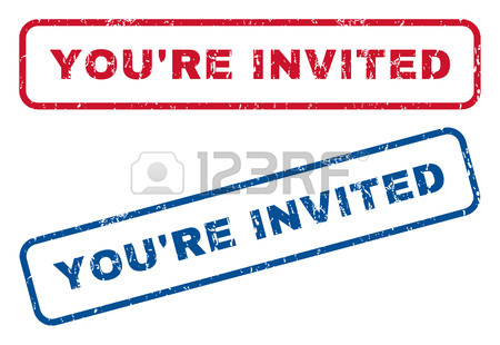 450x310 You'Re Invited Text Rubber Seal Stamp Watermarks. Style Is Blue