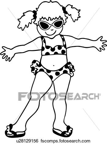 350x470 Clip Art Of , Bathing, Suit, Child, Children, Happy, Kid, Play