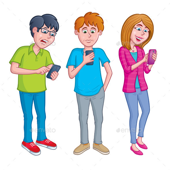 590x588 Teens Texting And Using Cell Phones By Rodsavely Graphicriver