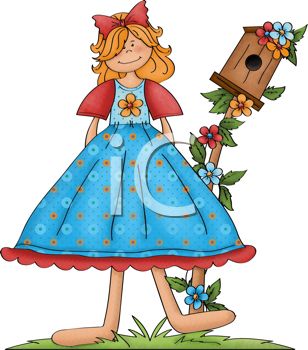 308x350 Charming Barefoot Girl Standing Next To A Birdhouse