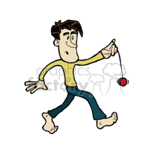 300x300 Royalty Free A Skinny Guy Walking With A Yo Yo 153837 Vector Clip