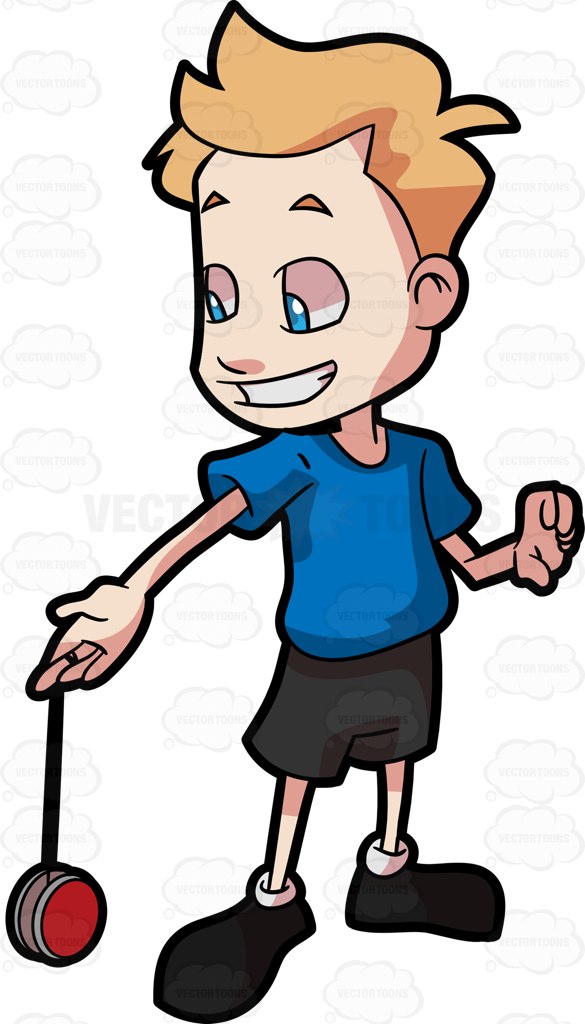 585x1024 A Boy Playing A Yo Yo Cartoon Clipart