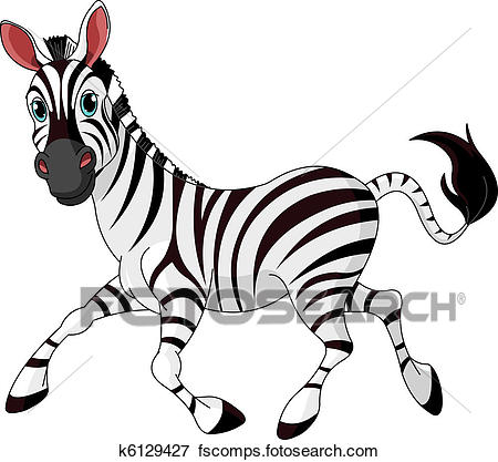450x417 Clip Art Of Funny Running Zebra K6129427