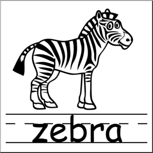 304x304 Clip Art Basic Words Zebra Bampw Labeled I Abcteach