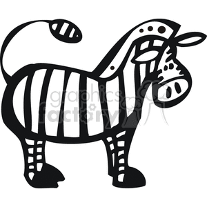 300x300 Royalty Free Black And White Cartoon Zebra 129130 Vector Clip Art