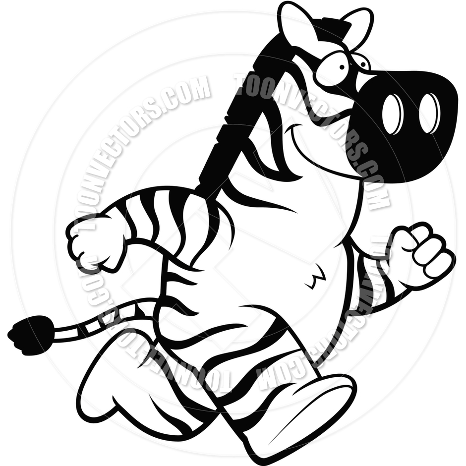 940x940 Zebra Running (Black And White Line Art) By Cory Thoman Toon