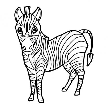 450x450 Cartoon Cute Zebra Coloring Page Vector. Stock Vector