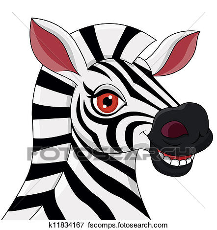442x470 Clip Art Of Zebra Head Cartoon K11834167