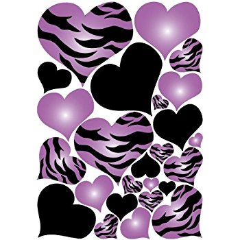350x350 Purple Radial Hearts, Black Hearts, And Zebra Print