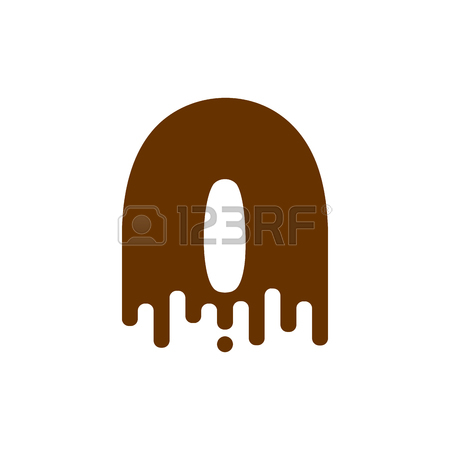 450x450 Number 0 Chocolate Font. Sweetness Numeral Zero Alphabet. Liquid