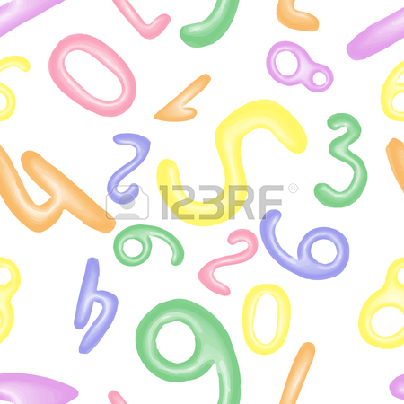 450x450 Seamless Pattern With Plasticine Numbers For School Design. Zero