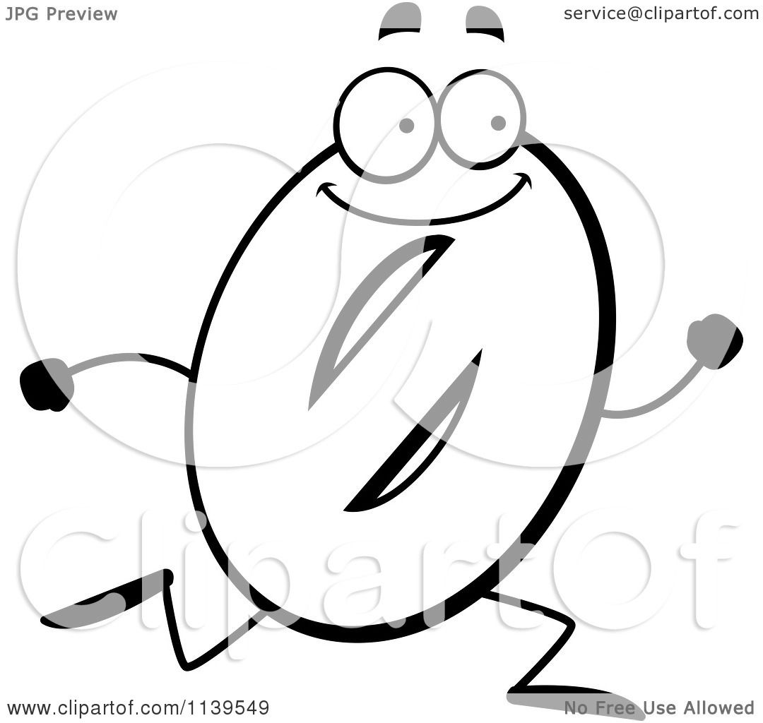 1080x1024 Cartoon Clipart Of A Black And White Running Number Zero