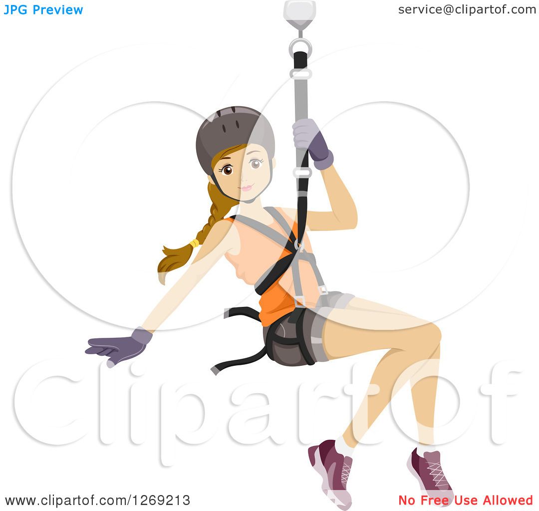 1080x1024 Clipart Of A Young Caucsian Woman Zip Lining