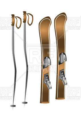 283x400 Skis And Ski Poles Royalty Free Vector Clip Art Image