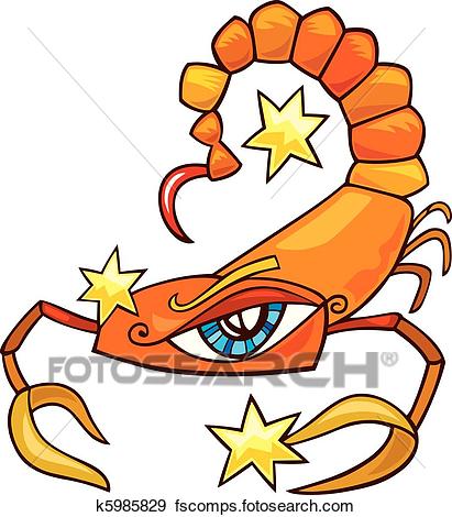 411x470 Clip Art Of Zodiac Scorpio Sign K5985829