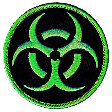 385x383 Biohazard Symbol Embroidered Patch Iron On Danger