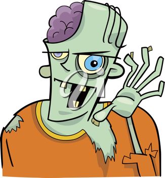 326x350 Clip Art Illustration Of A Smiling And Waving Zombie