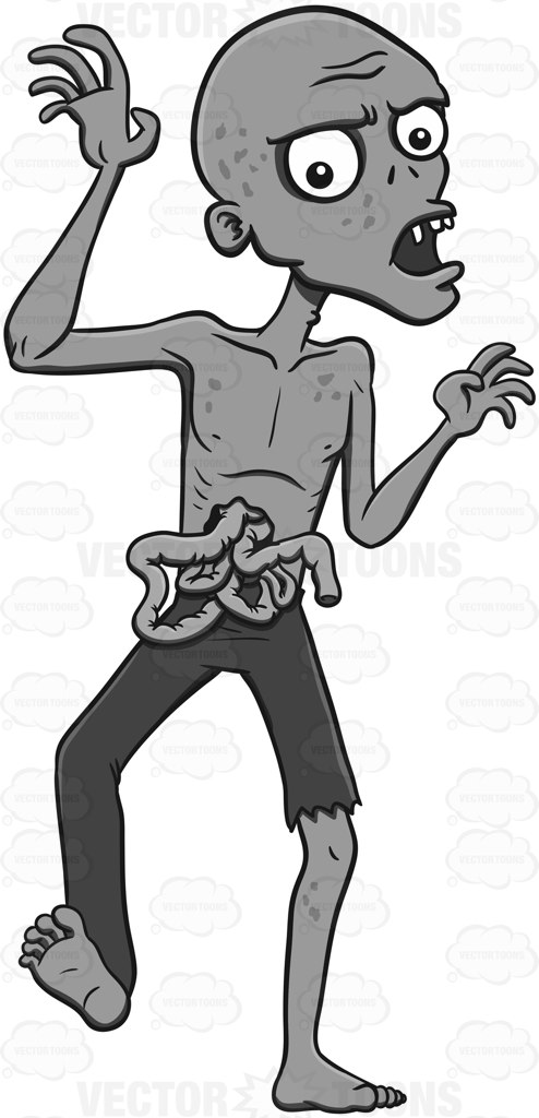 494x1024 Intestines Coming Out Of Zombie Cartoon Clipart