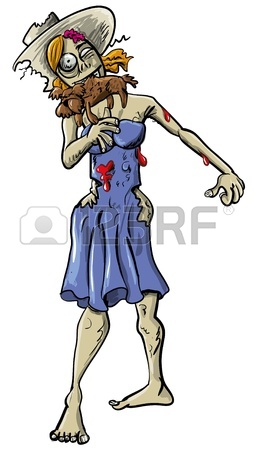 254x450 Vector Illustrator Of Female Zombie Girl With Blood Dripping