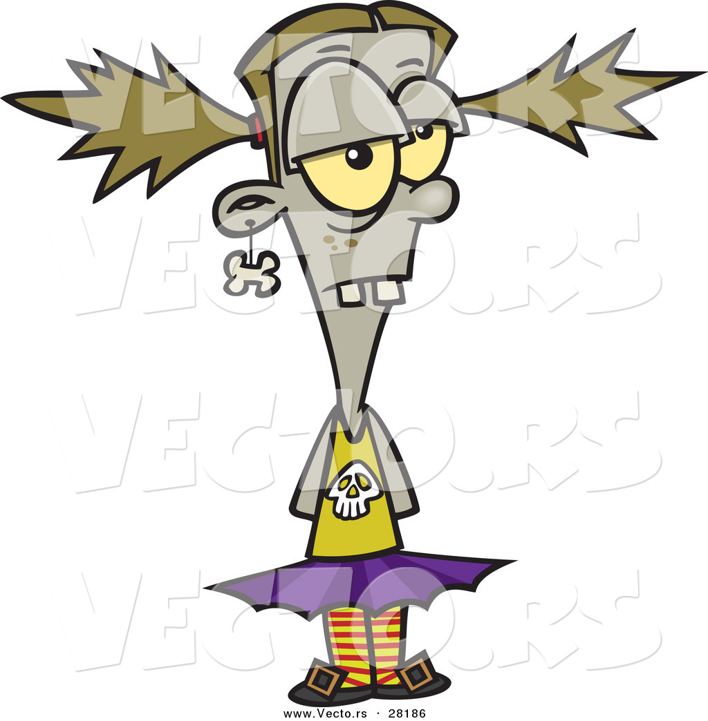 1024x1044 Vector Of A Cartoon Zombie Girl Standing Hands Behind Back