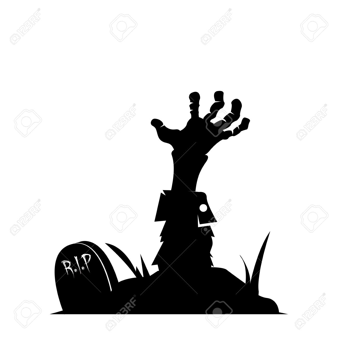 1300x1300 Isolated Silhouette Of A Zombie Hand, Vector Illustration Royalty