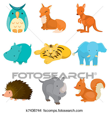450x465 Clipart Of Cartoon Zoo Animal Icons K7436744